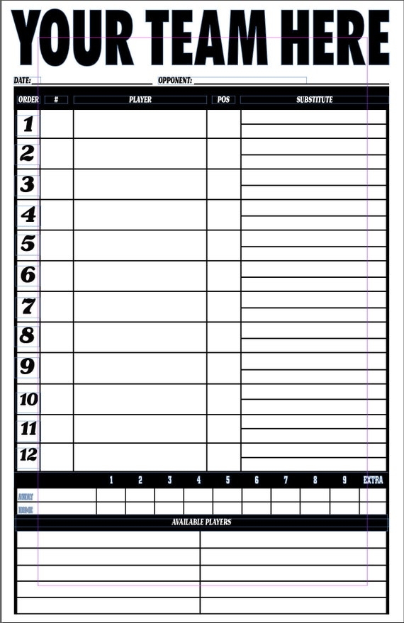 Printable Baseball Lineup Sheet Printable Word Searches