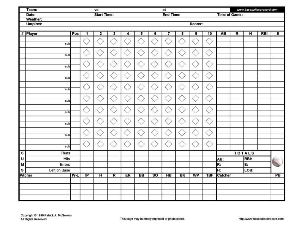 Printable Baseball Score Sheets CreativeBliss