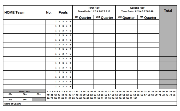 Printable Basketball Score Sheet Printable Word Searches