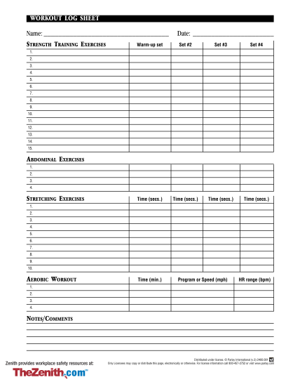 Printable Blank Body For Life Workout Sheets