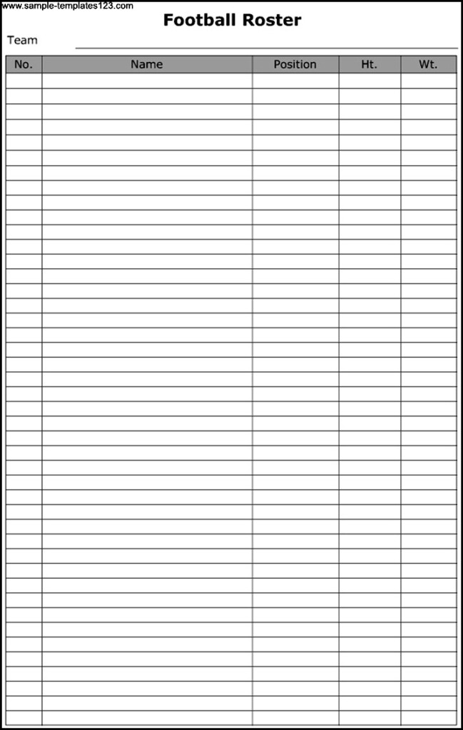 Printable Blank Fantasy Football Roster Sheet