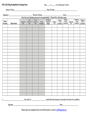 Printable Blank Football Stat Sheets