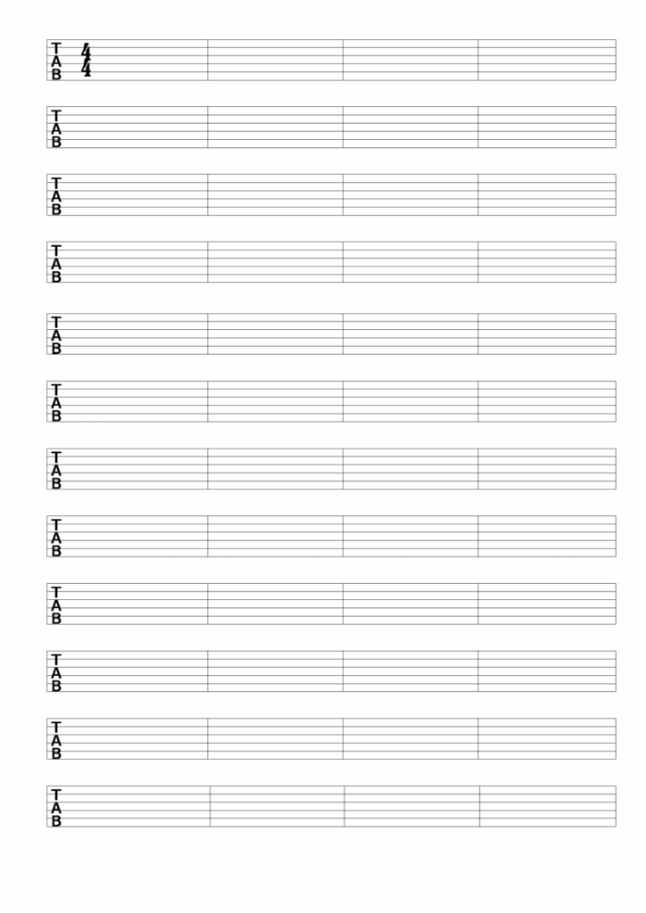 Printable Blank Guitar Chord Chart