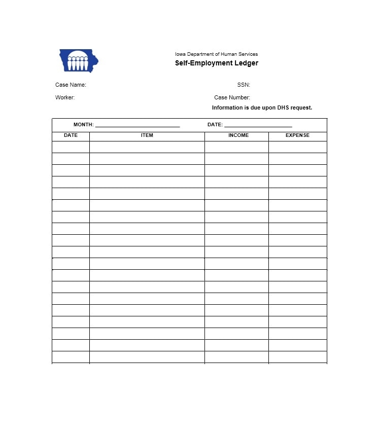 Printable Blank Self Employment Ledger Sheets Printable Calendars AT 