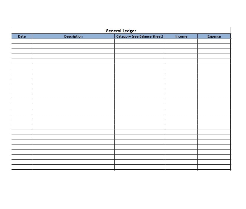 Printable Blank Self Employment Ledger Sheets