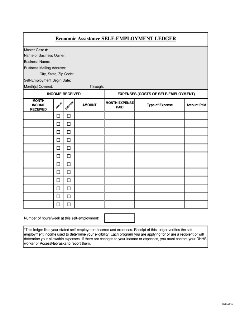 Printable Blank Self Employment Ledger Sheets