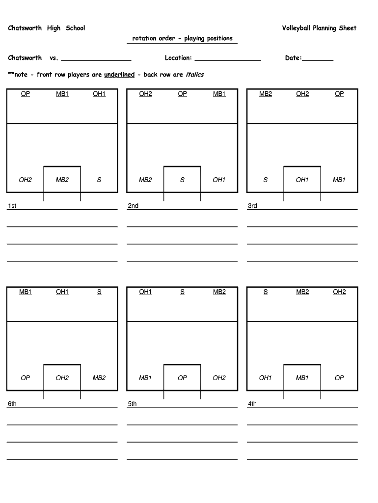 Printable Blank Volleyball Court Rotation Sheets Printable Templates 