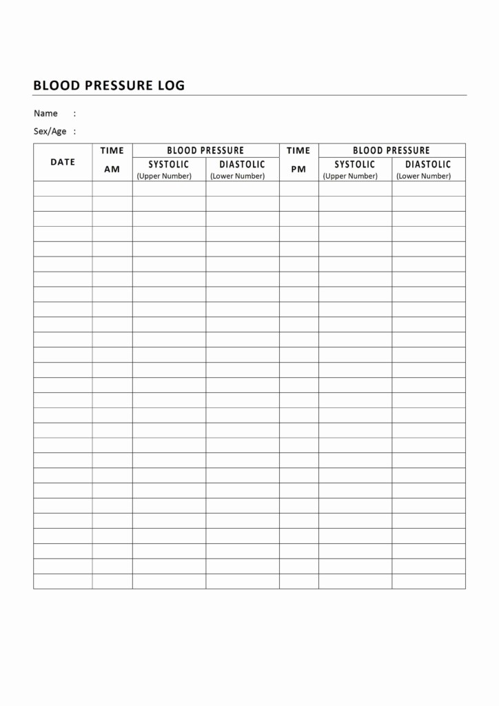 Printable Blood Pressure Log Sheets Mafiajoa