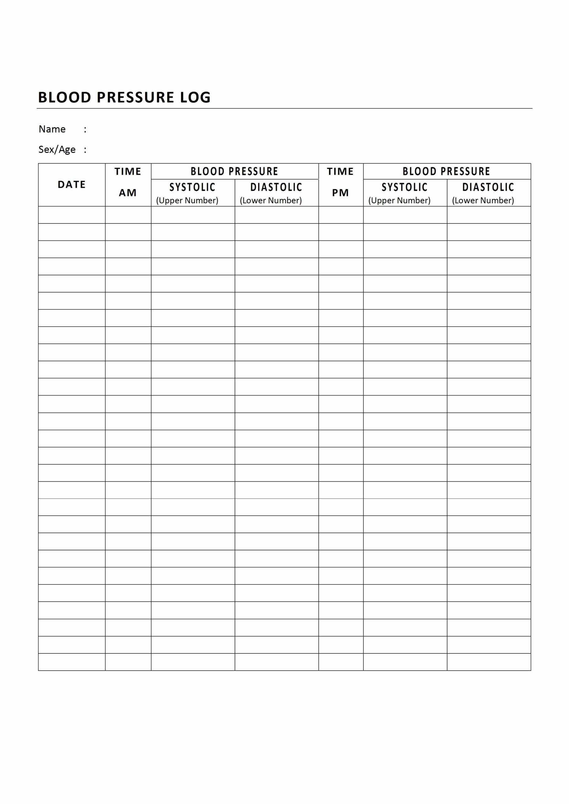 Printable Blood Pressure Log Sheets Mafiajoa