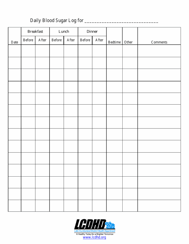 Printable Blood Sugar Log Sheets