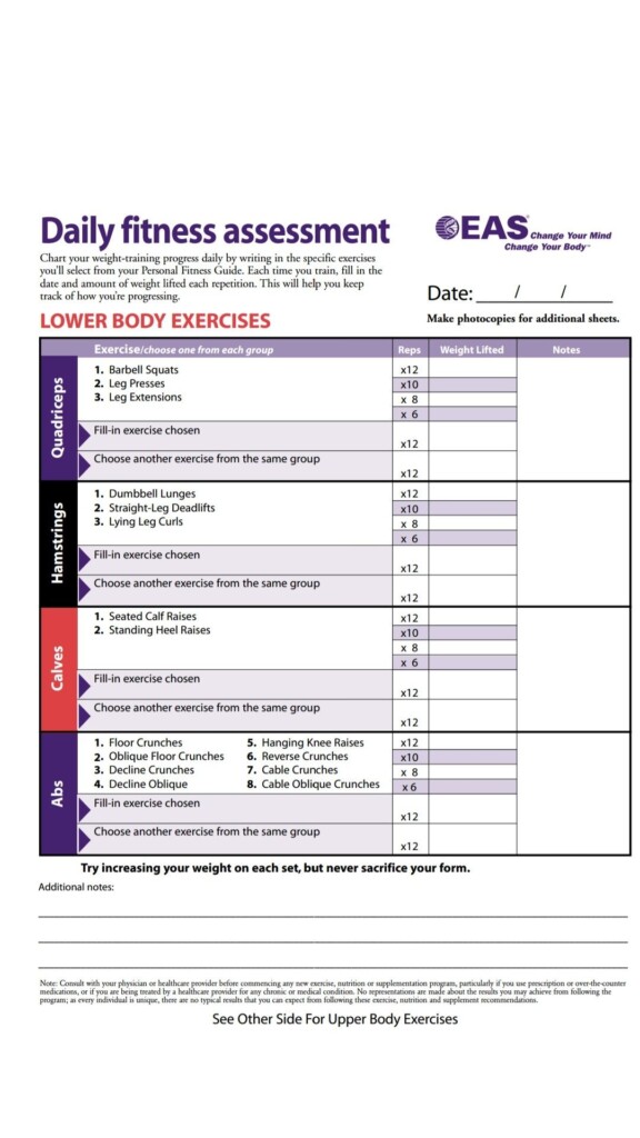 Printable Body For Life Workout Sheets Excel