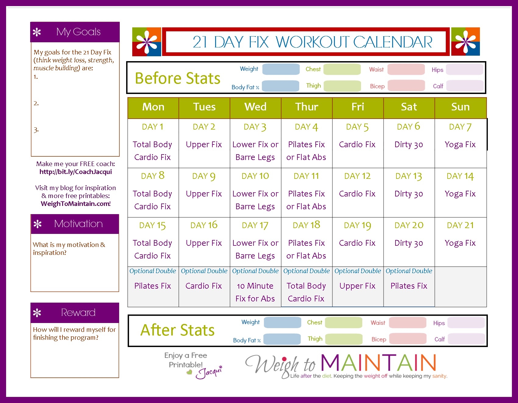 Printable Body For Life Workout Sheets Pdf