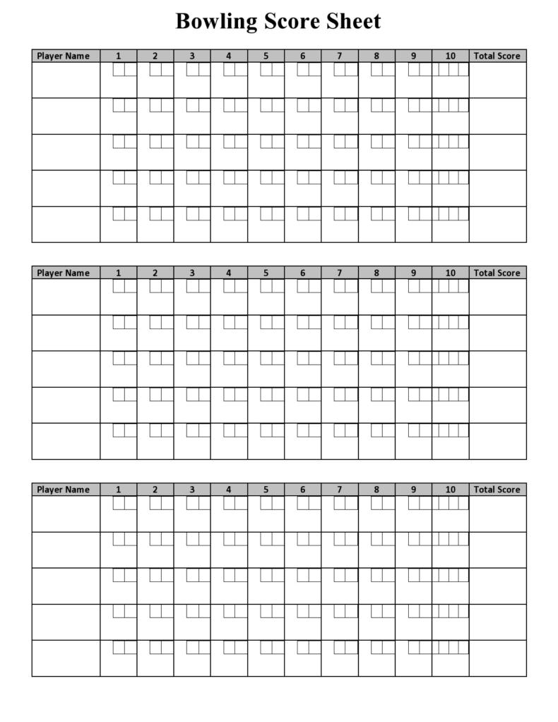 Printable Bowling Score Sheet Images go banana