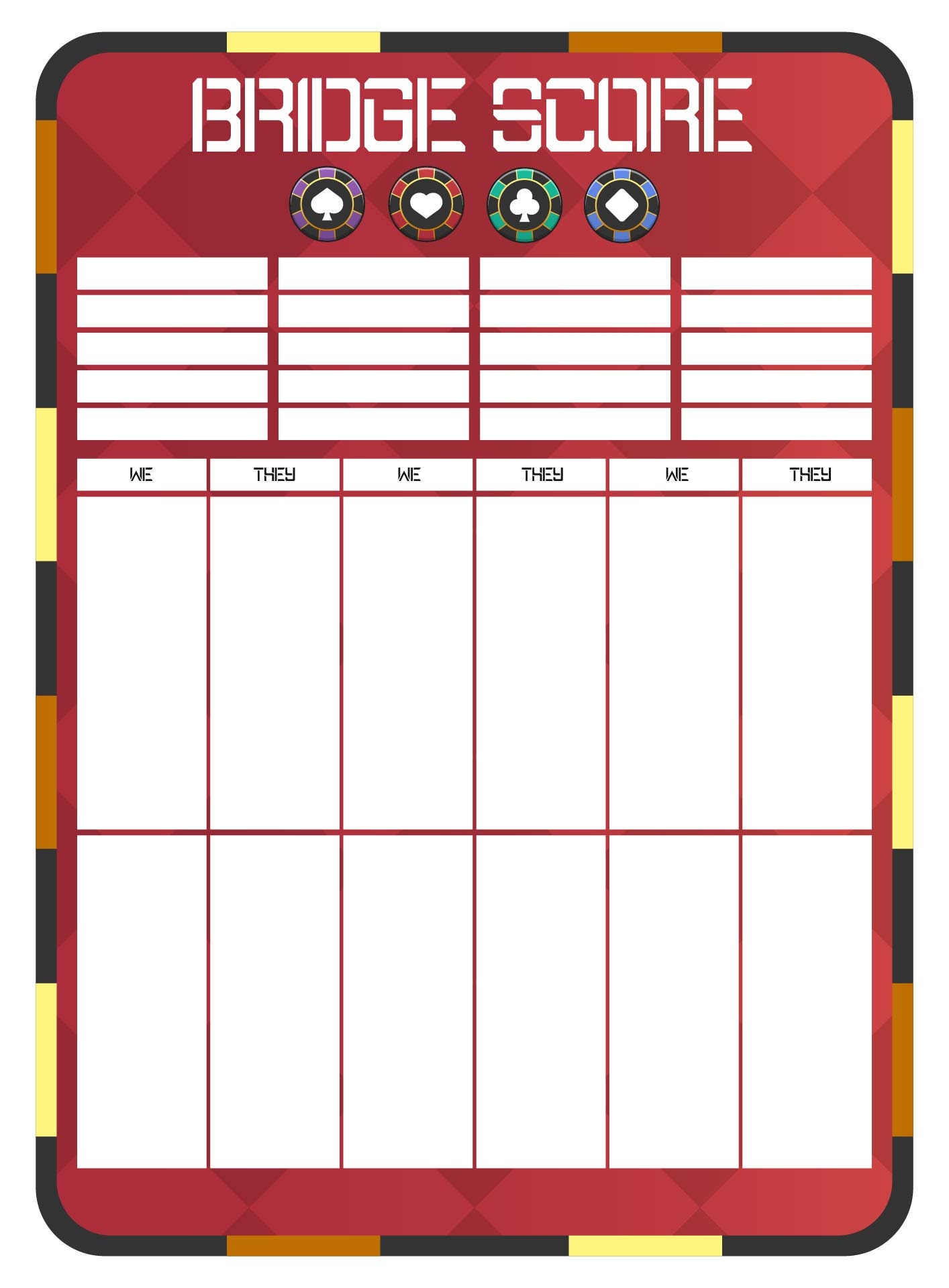 Printable Bridge Score Sheets Template Printable Templates