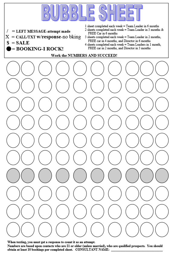 Printable Bubble Sheet