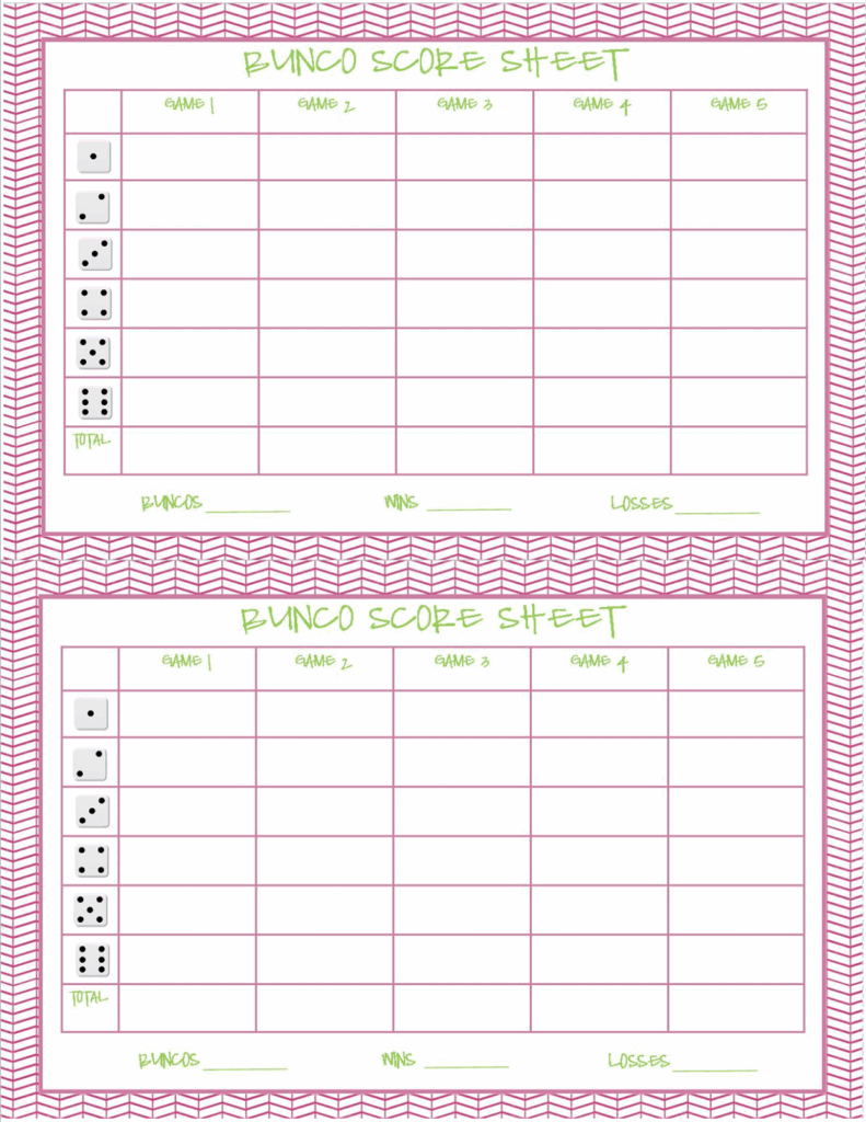 Printable Bunco Score Sheets Printable Calendar
