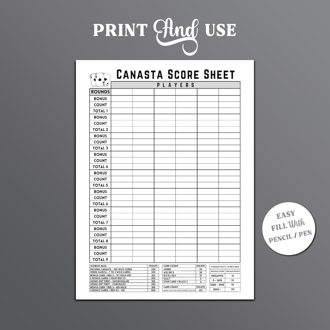 Printable Canasta Scoring Sheet Printable Free Templates