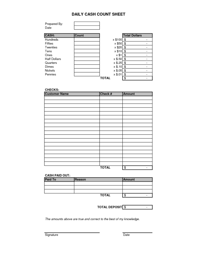 Printable Cash Count Sheet Excel Printable Calendars AT A GLANCE
