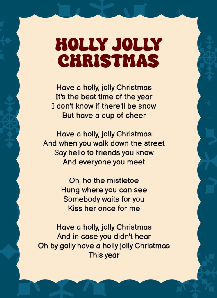 Printable Christmas Music Sheets With Lyrics