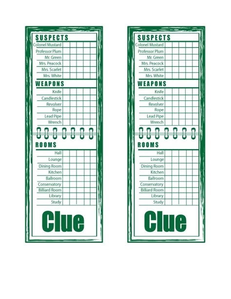 Printable Clue Sheets Pdf