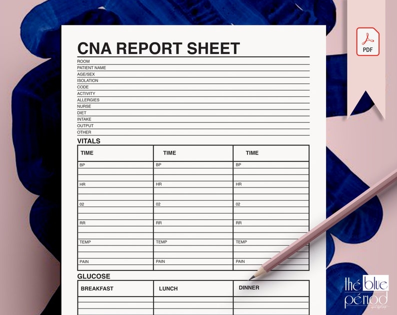 Printable CNA Report Sheet Etsy