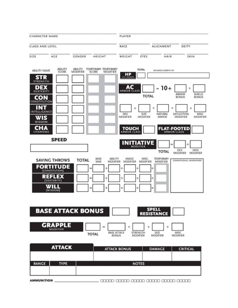 Printable D d Character Sheet Printable Word Searches 50 OFF