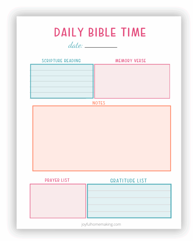 Printable Daily Bible Study Binder Page Joyful Homemaking 