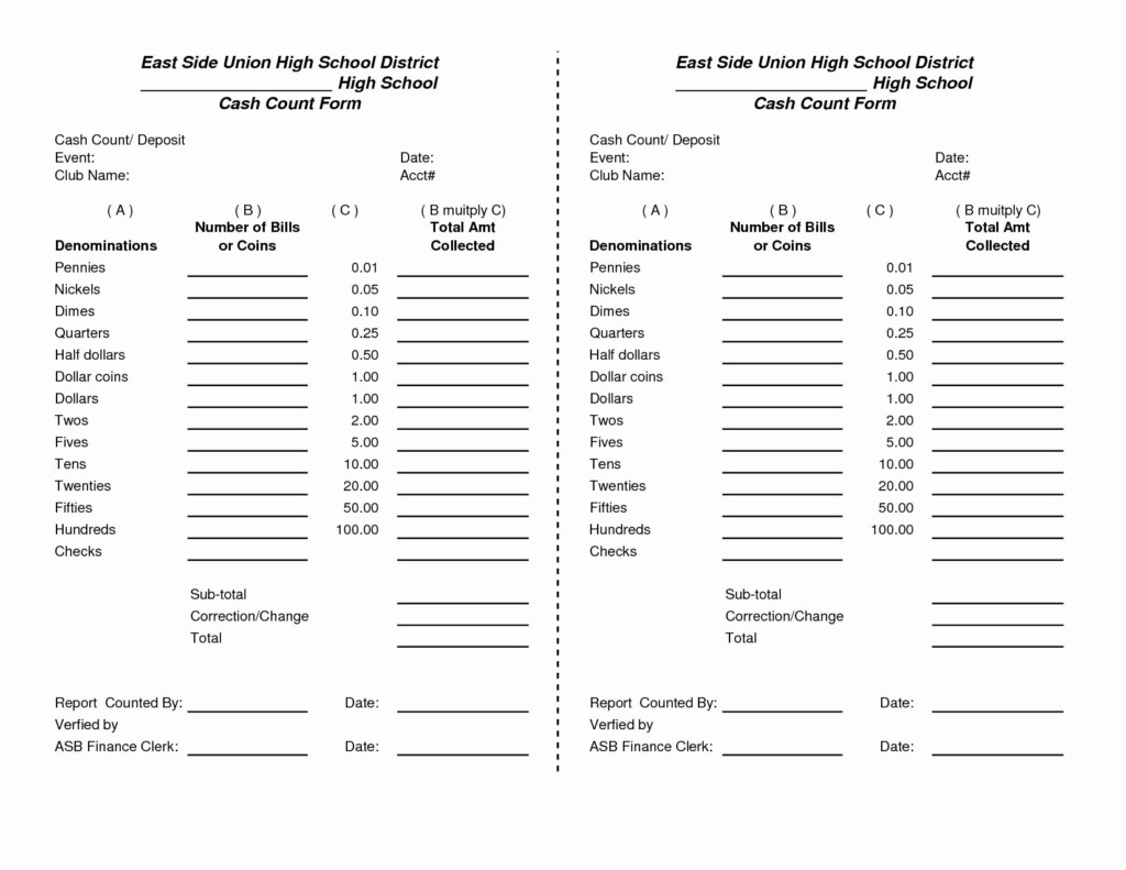 Printable Daily Cash Drawer Count Sheet Dev onallcylinders