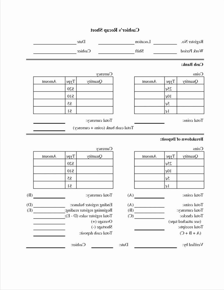 Printable Daily Cash Drawer Count Sheet Dev onallcylinders