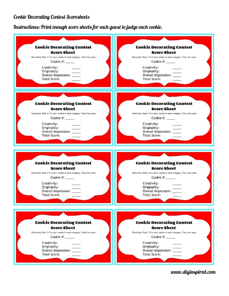 Printable Decorating Contest Score Sheet Printable Word Searches