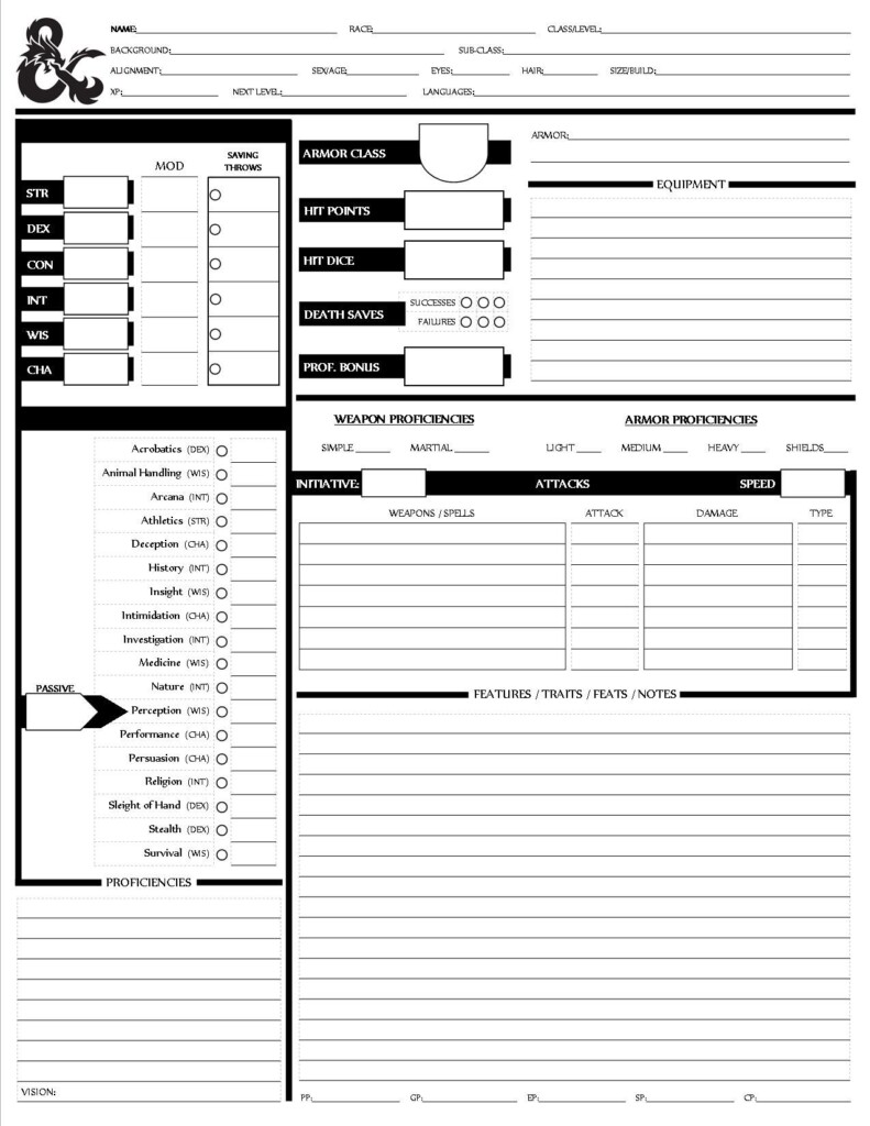 Printable Dnd Character Sheet Dev onallcylinders