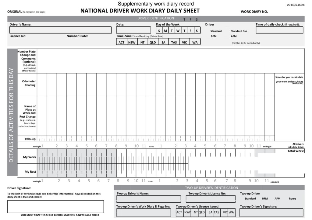 Printable Driver Log Sheet