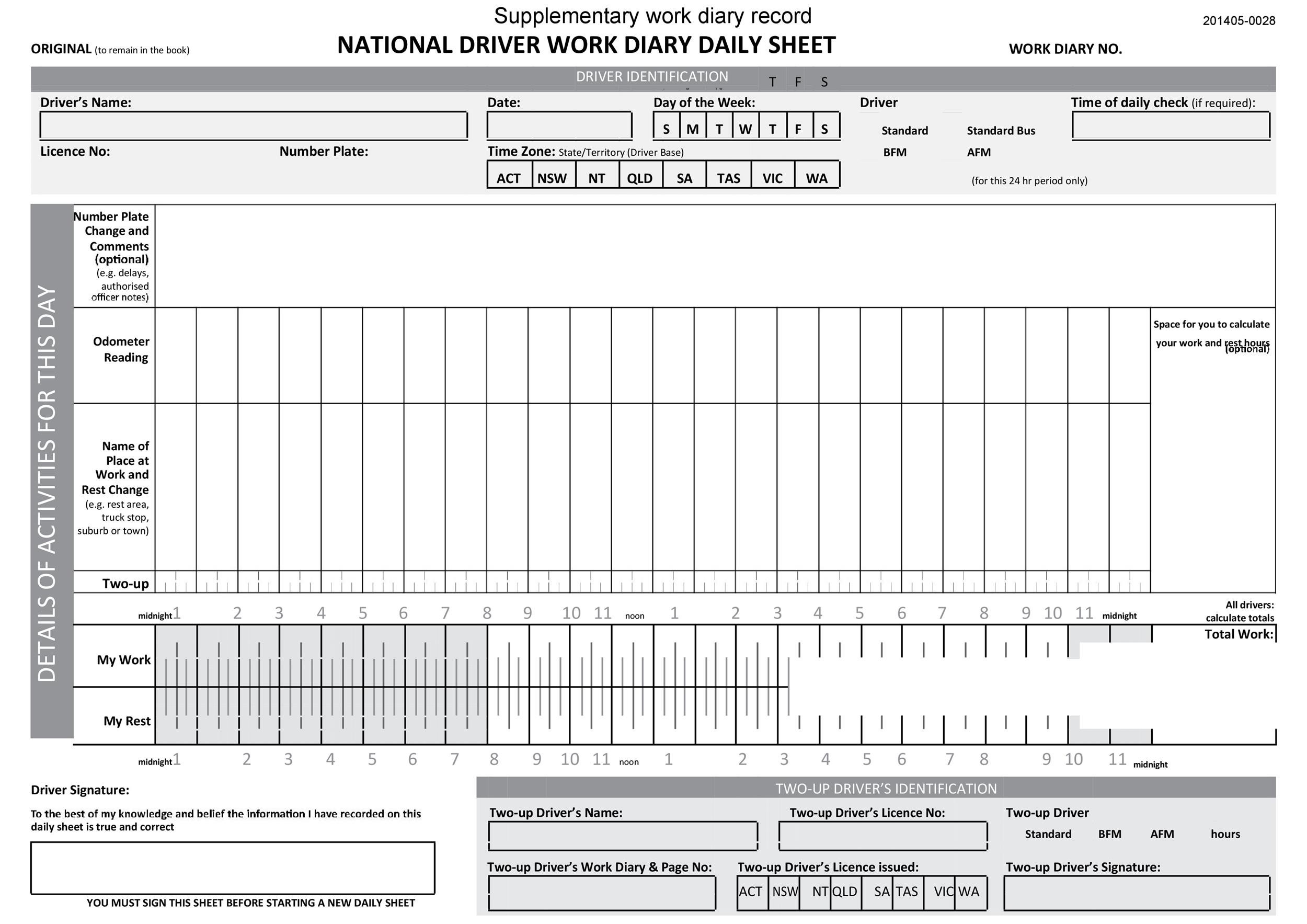 Printable Driver Log Sheet
