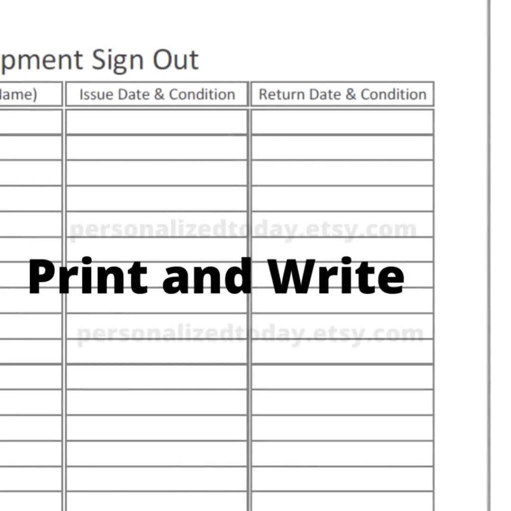 Printable Equipment Sign Out Sheet PDF Digital Download US 52 OFF