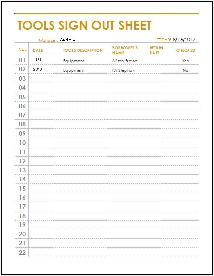 Printable Equipment Sign Out Sheet Template Free Prin Vrogue co