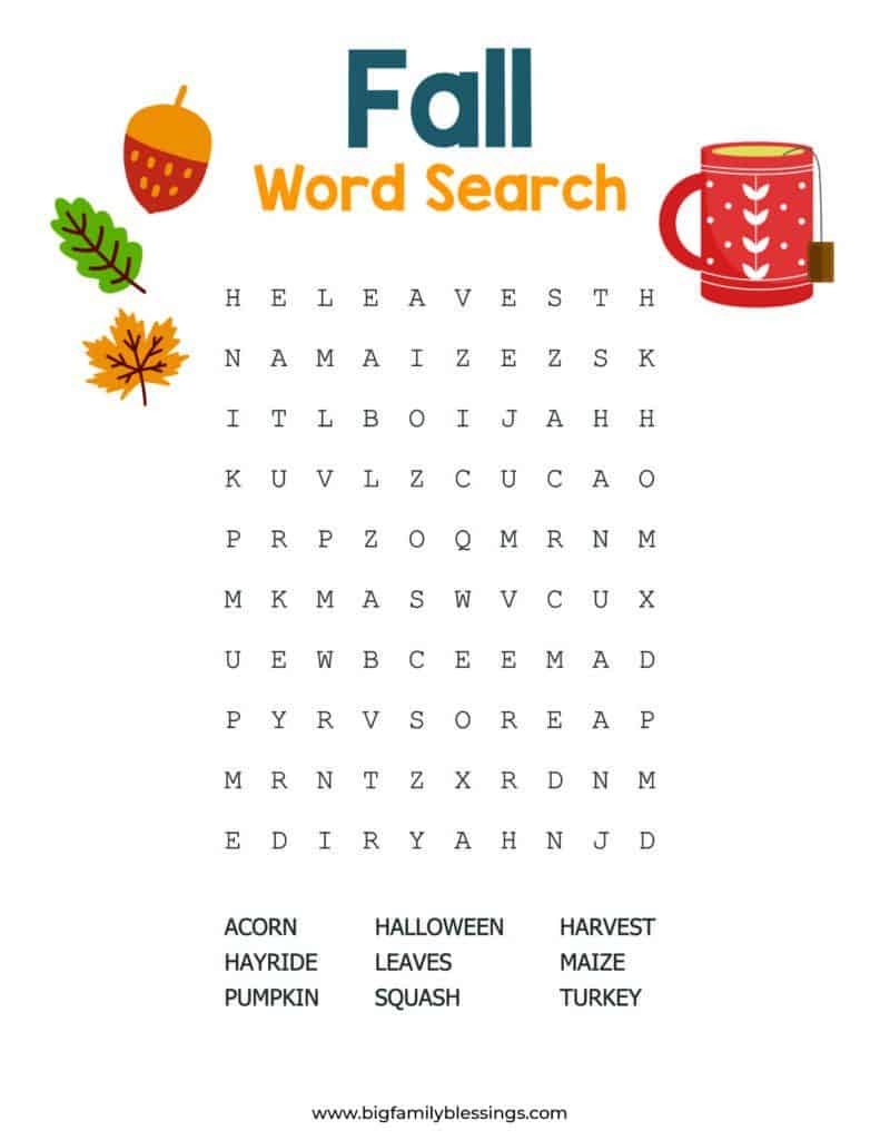 Printable Fall Activity Sheets