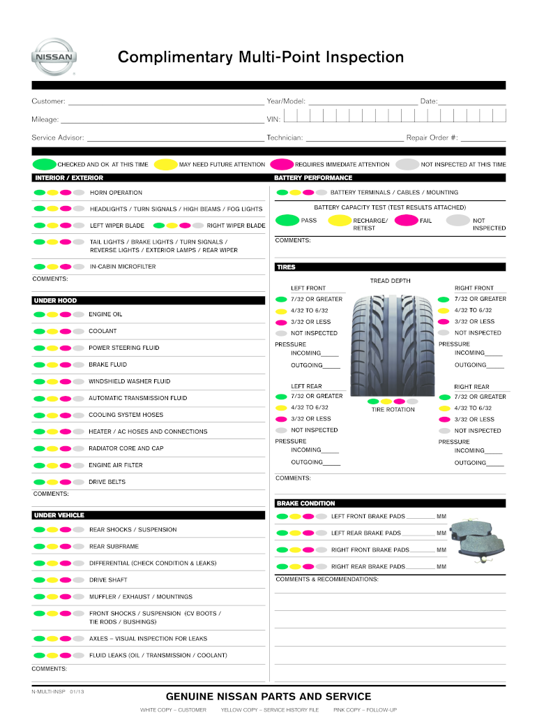Printable Free Multi Point Vehicle Inspection Form Printable Forms 