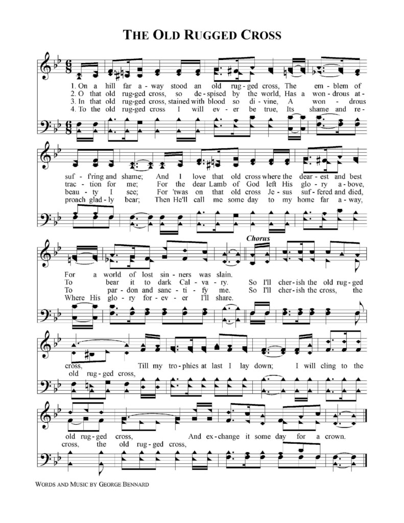 Printable Free Printable Printable The Old Rugged Cross Sheet Music
