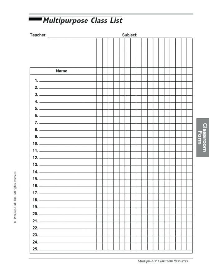 Printable Gradebook Sheets
