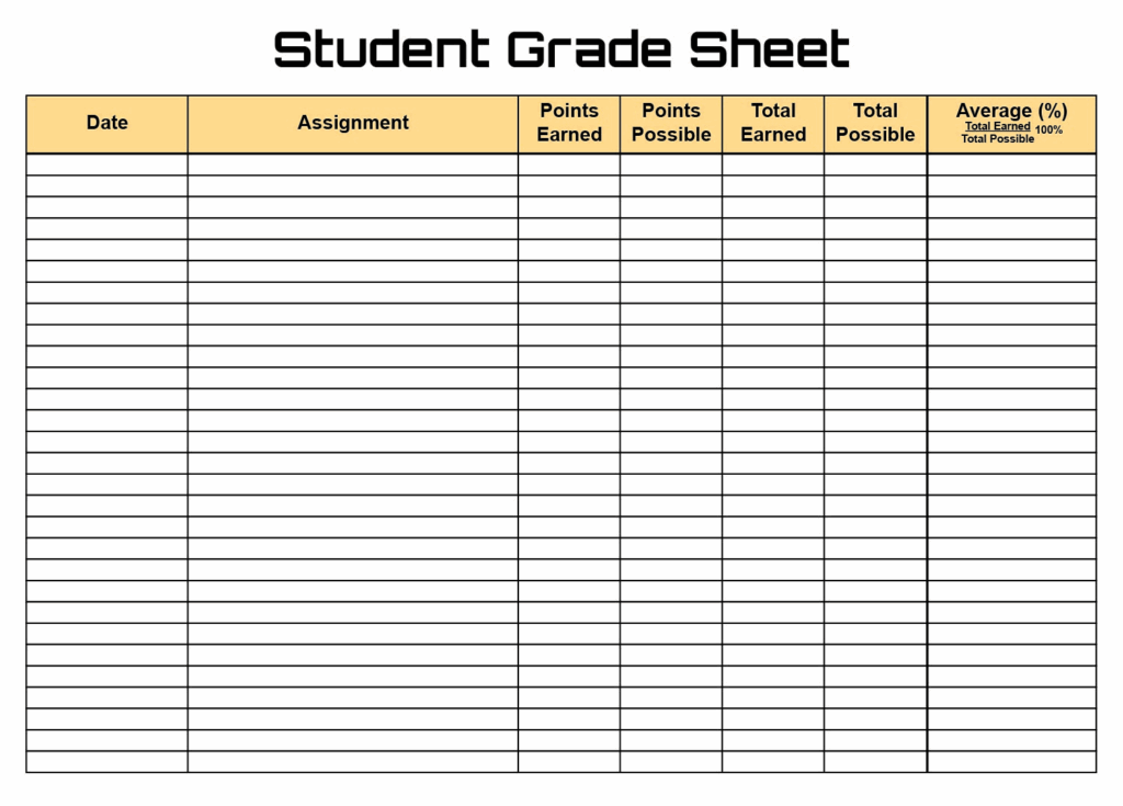 Printable Grading Sheet