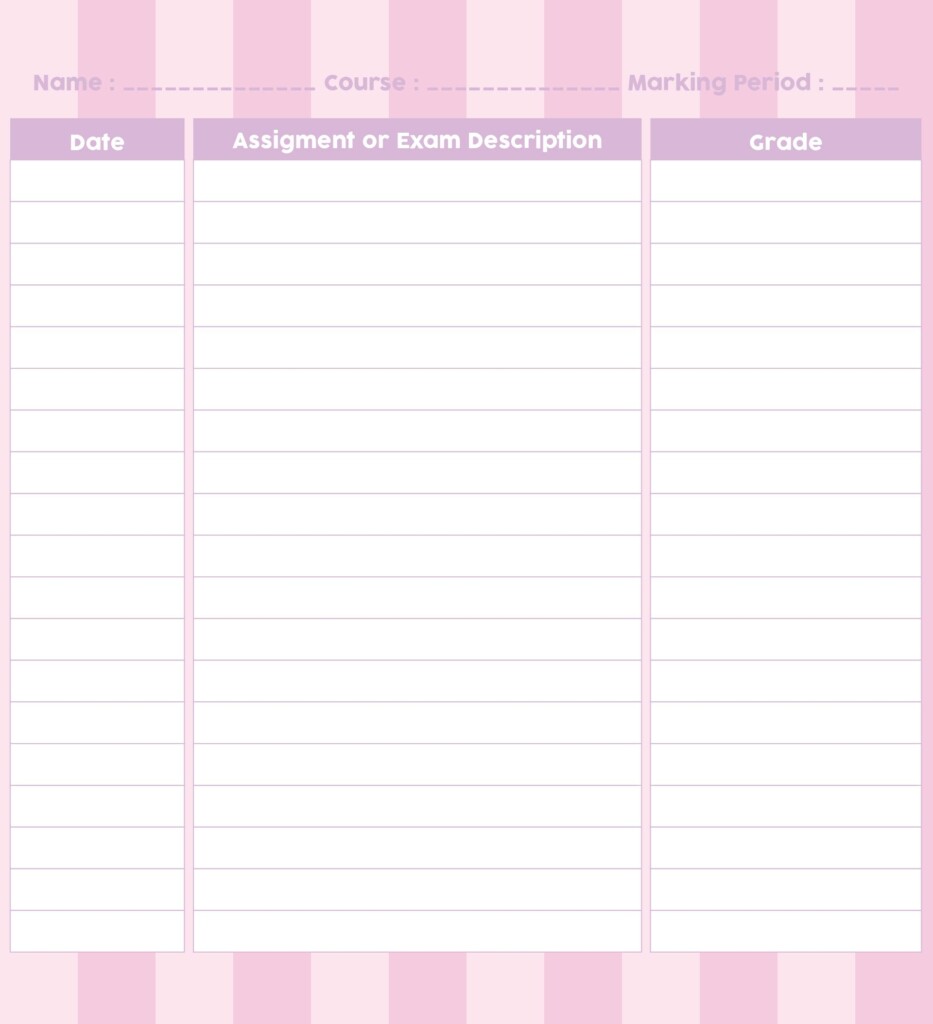 Printable Grading Sheet Printable Free Templates