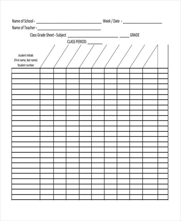 Printable Grading Sheet Printable Word Searches