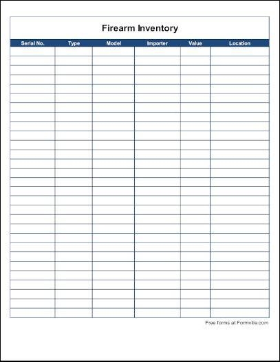 Printable Gun Inventory Sheet Fill Online Printable 58 OFF