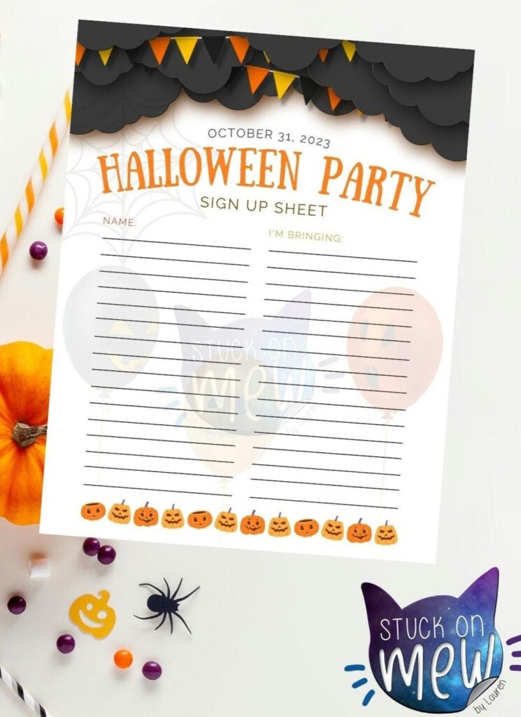 Printable Halloween Party Sign Up Sheet Fun Halloween Kids Party 