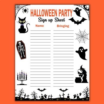 Printable Halloween Party Sign Up Sheet Halloween Party Printables 