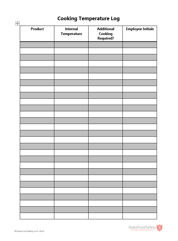 Printable Hot Food Temperature Log Sheet