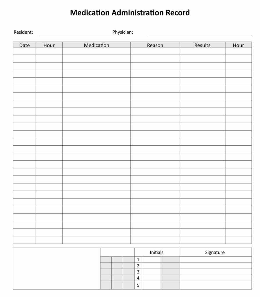 Printable Medication Mar Sheet