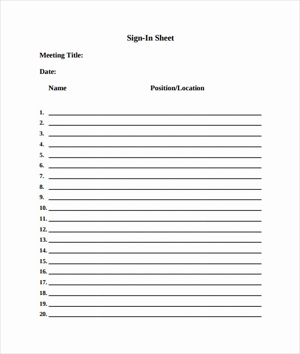 Printable Meeting Sign In Sheet Elegant 9 Free Sample Parent Sign In