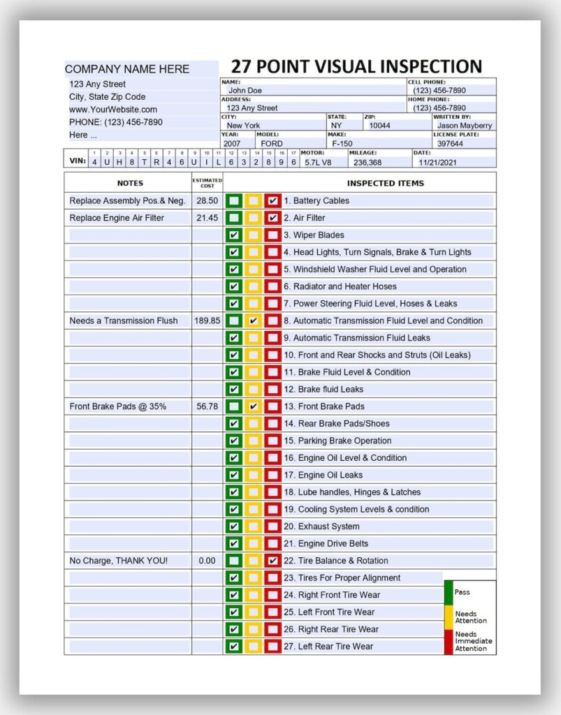 Printable Multi Point Vehicle Inspection Form Pdf Pri Vrogue co