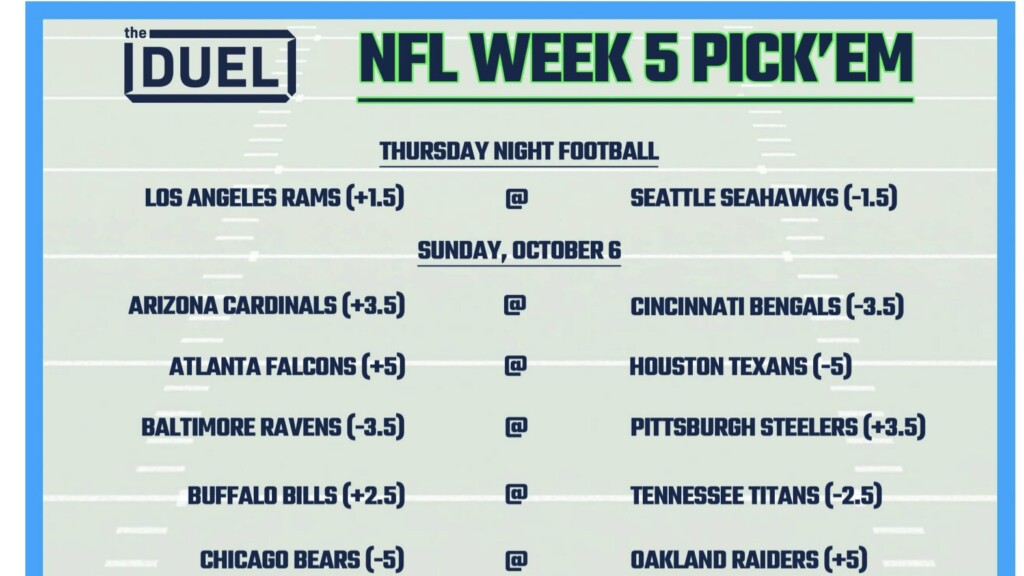 Printable NFL Weekly Pick 39 Em Sheets For Week 5 FanDuel Research
